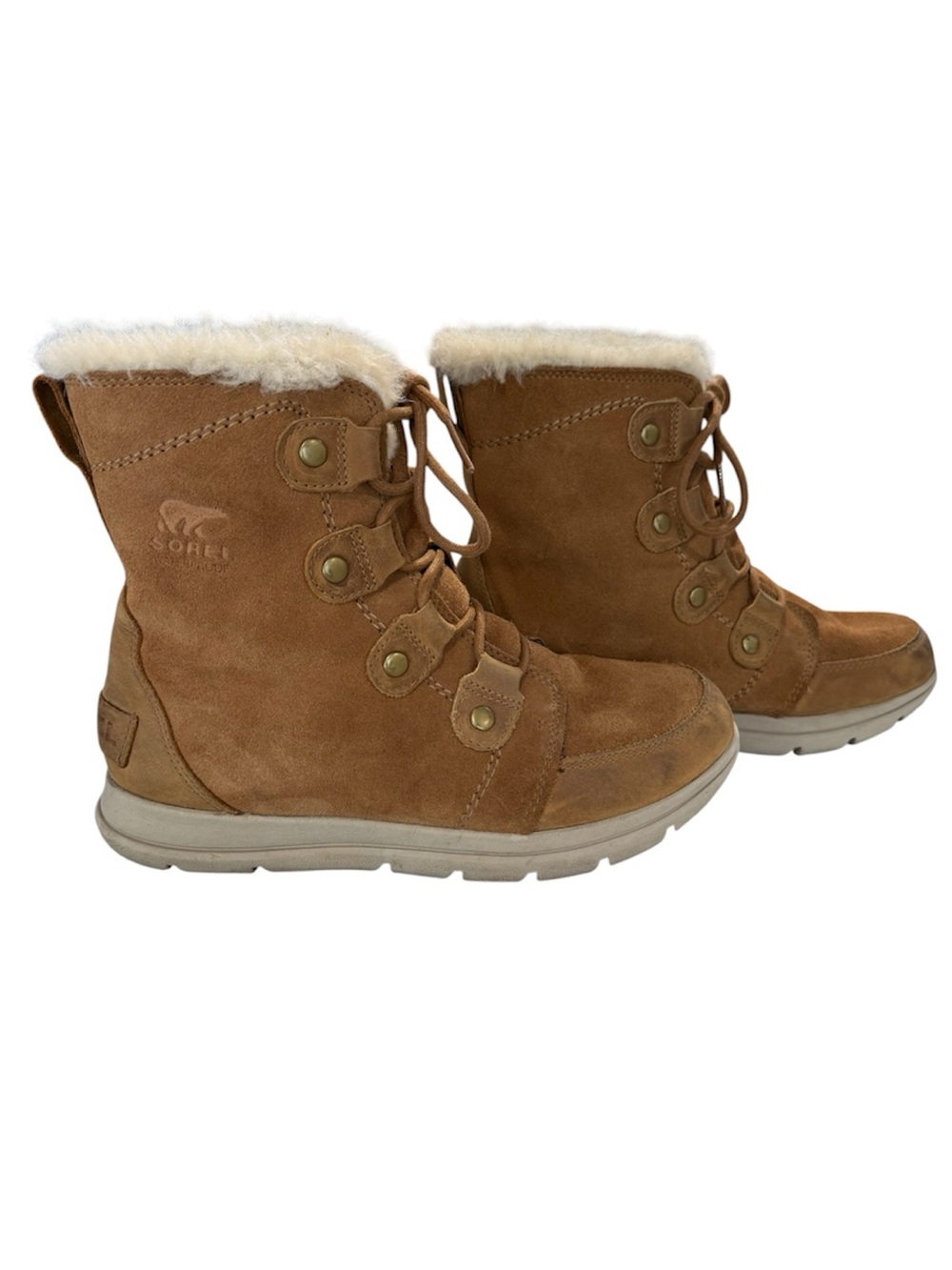 Sorel Women’s Explorer Joan Waterproof Winter Boot in Camel Brown Size 9